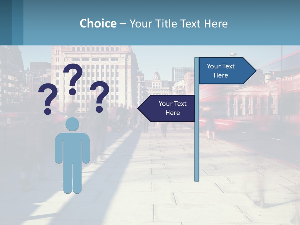 A Group Of People Walking Down A Sidewalk Next To Tall Buildings PowerPoint Template