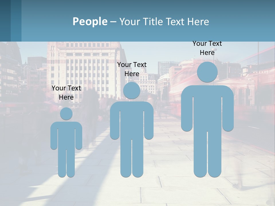 A Group Of People Walking Down A Sidewalk Next To Tall Buildings PowerPoint Template