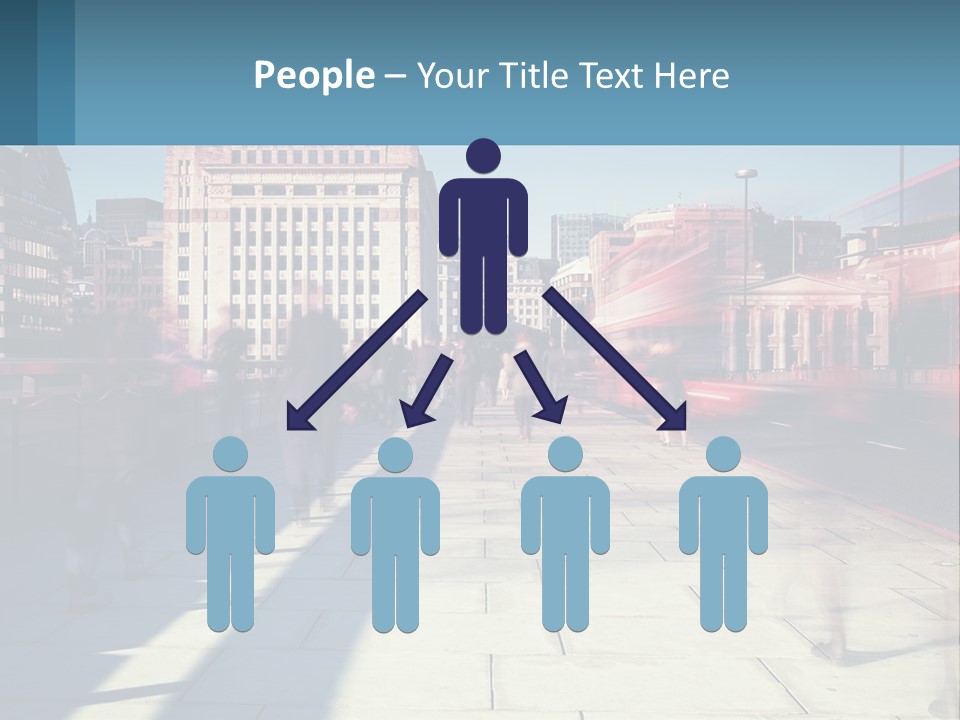 A Group Of People Walking Down A Sidewalk Next To Tall Buildings PowerPoint Template