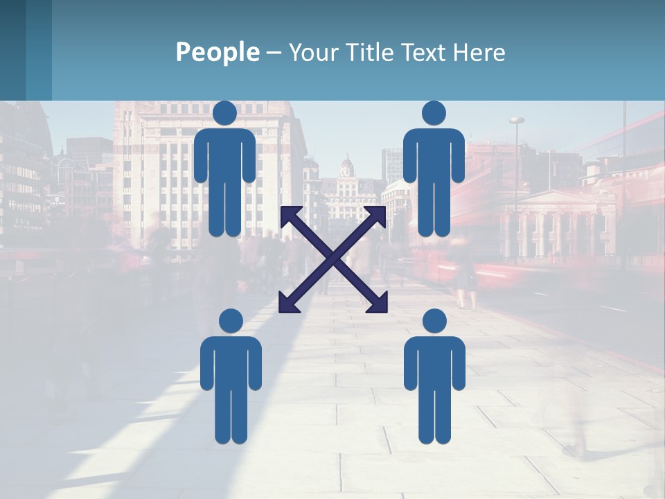 A Group Of People Walking Down A Sidewalk Next To Tall Buildings PowerPoint Template