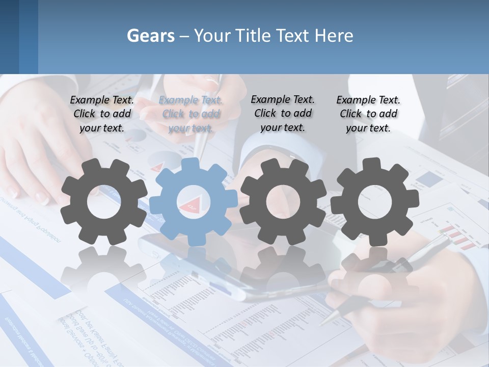 A Group Of People Sitting At A Table With A Tablet PowerPoint Template