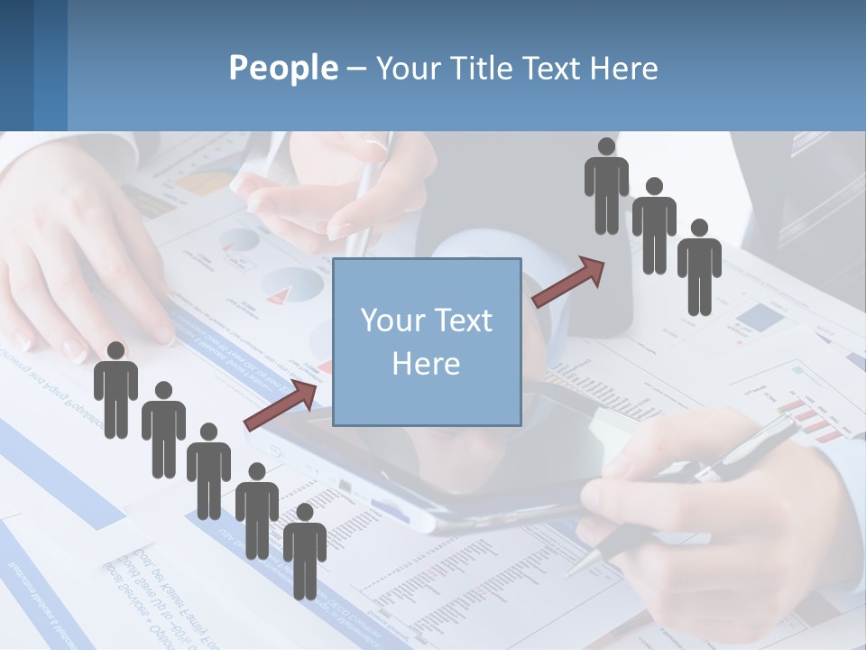 A Group Of People Sitting At A Table With A Tablet PowerPoint Template