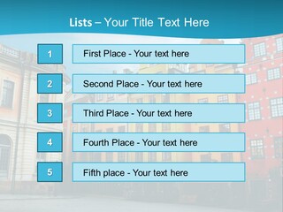 A Group Of Buildings With A Blue Sky In The Background PowerPoint Template