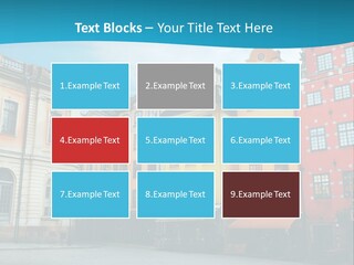 A Group Of Buildings With A Blue Sky In The Background PowerPoint Template