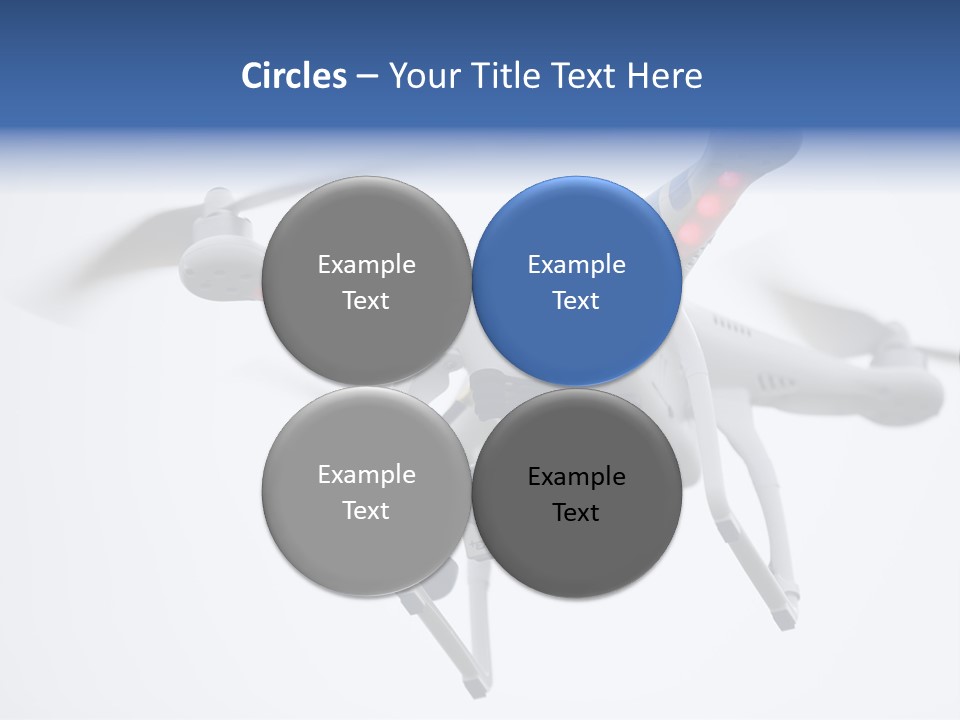 A White And Blue Remote Control Flying Through The Air PowerPoint Template