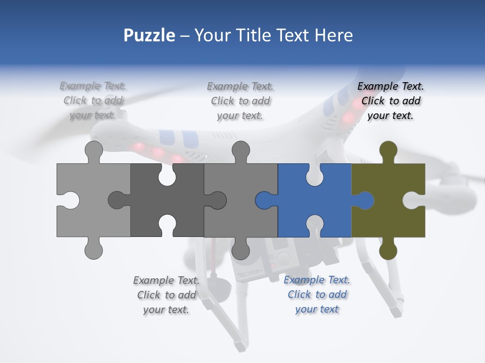 A White And Blue Remote Control Flying Through The Air PowerPoint Template