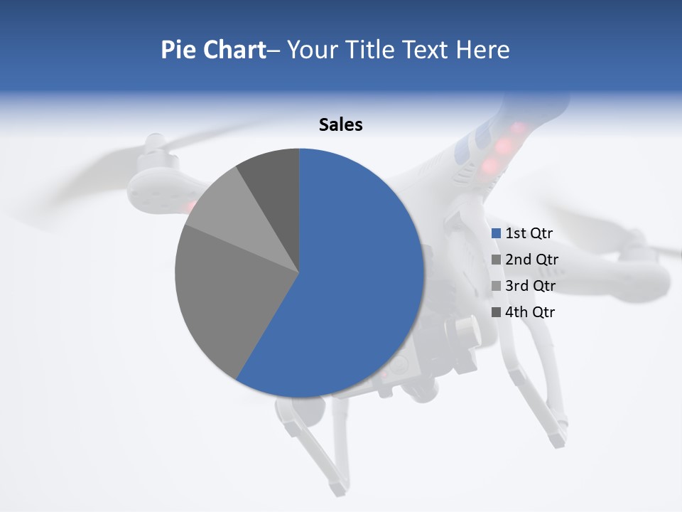 A White And Blue Remote Control Flying Through The Air PowerPoint Template
