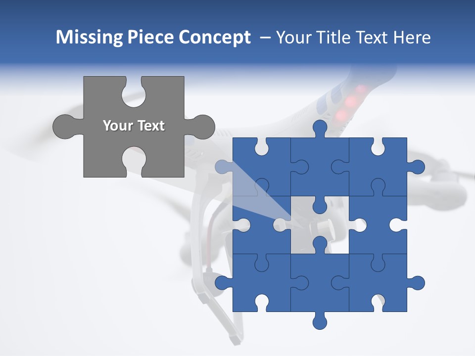 A White And Blue Remote Control Flying Through The Air PowerPoint Template