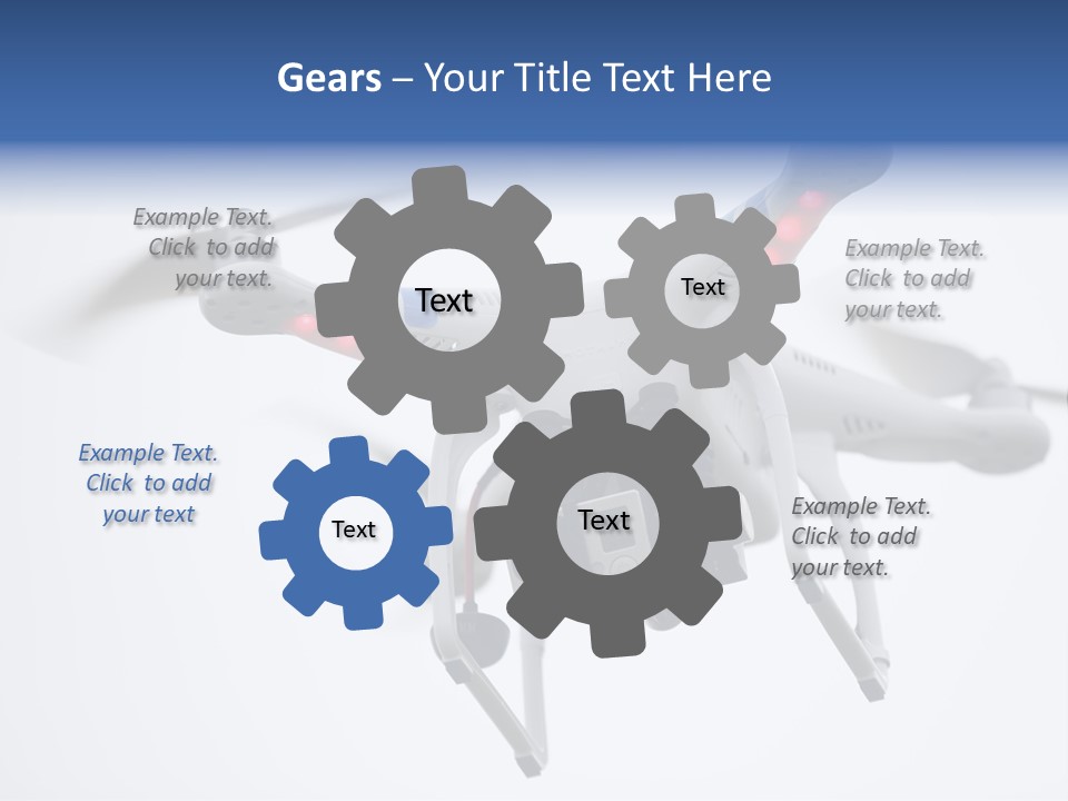 A White And Blue Remote Control Flying Through The Air PowerPoint Template