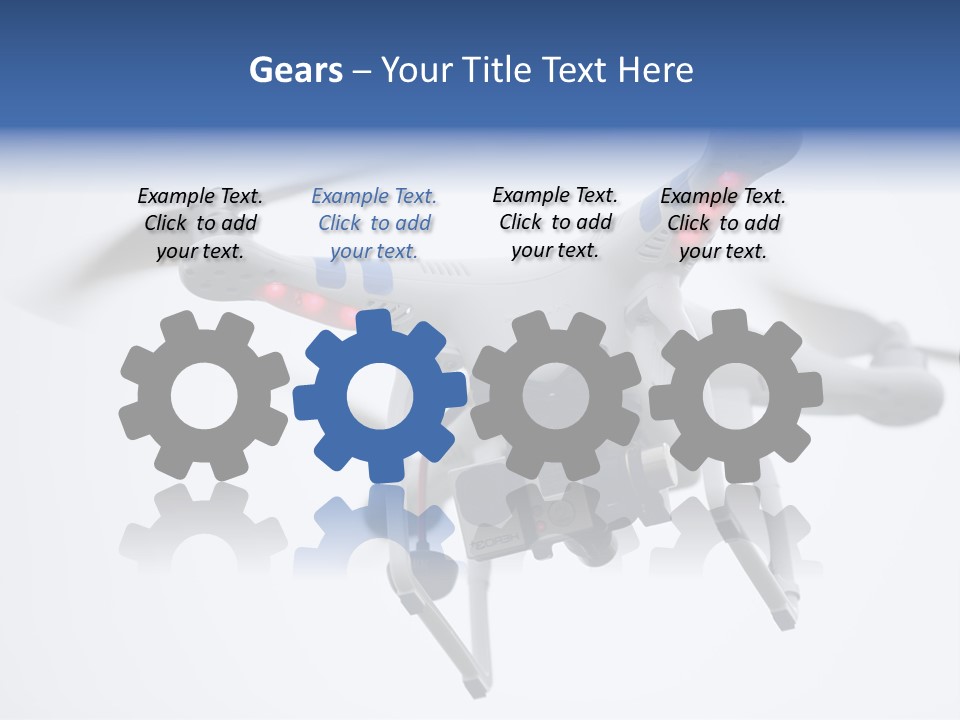 A White And Blue Remote Control Flying Through The Air PowerPoint Template