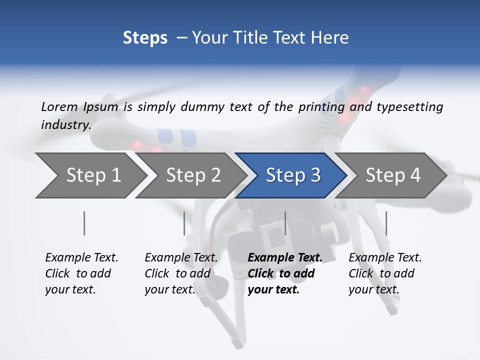A White And Blue Remote Control Flying Through The Air PowerPoint Template