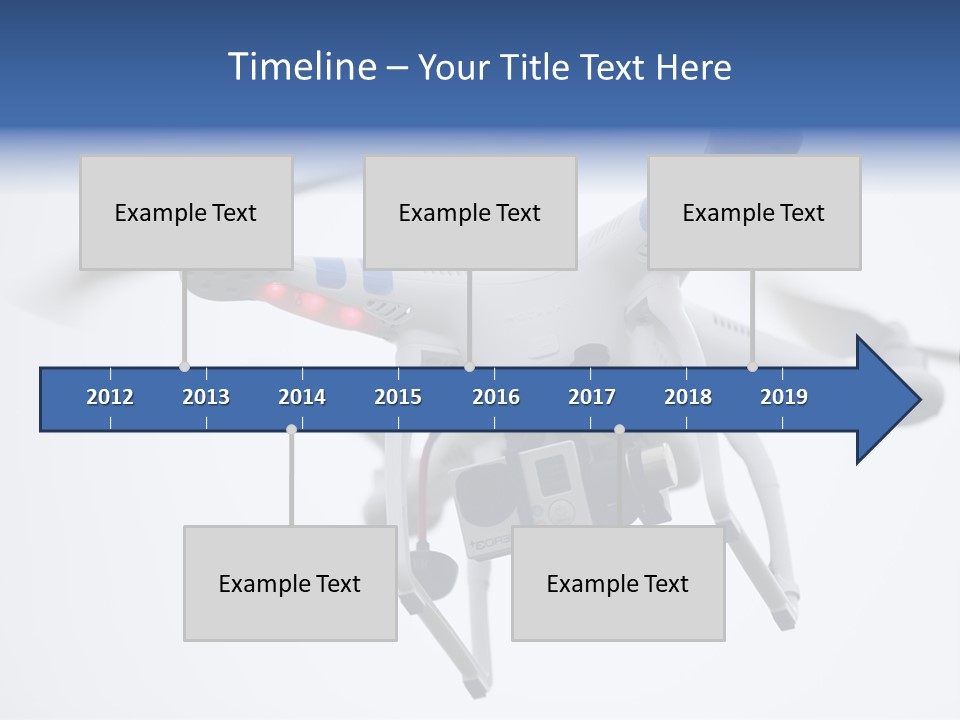 A White And Blue Remote Control Flying Through The Air PowerPoint Template