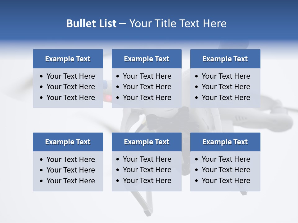 A White And Blue Remote Control Flying Through The Air PowerPoint Template