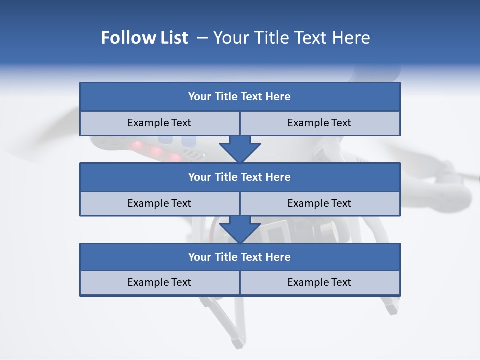 A White And Blue Remote Control Flying Through The Air PowerPoint Template