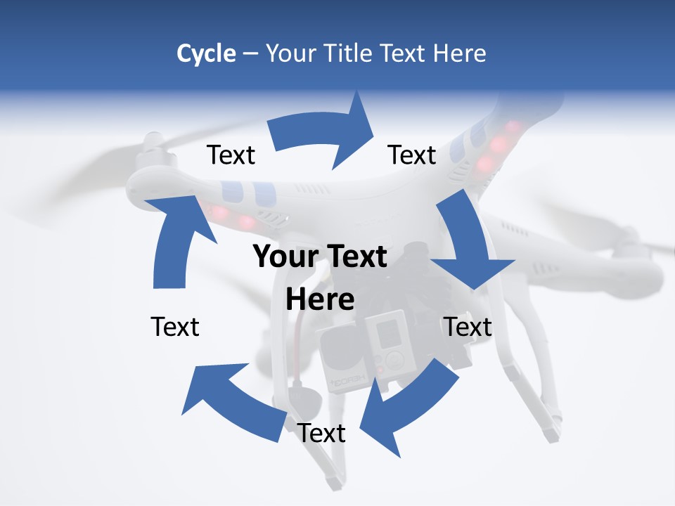 A White And Blue Remote Control Flying Through The Air PowerPoint Template