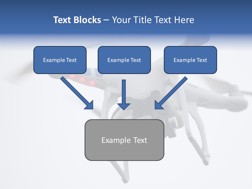 A White And Blue Remote Control Flying Through The Air PowerPoint Template