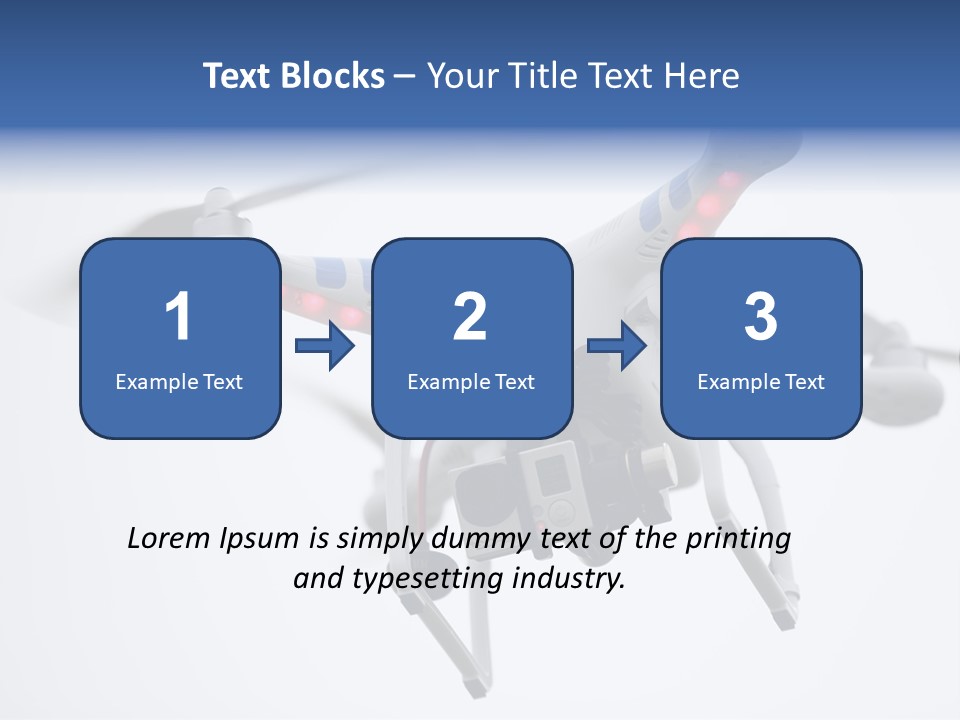A White And Blue Remote Control Flying Through The Air PowerPoint Template