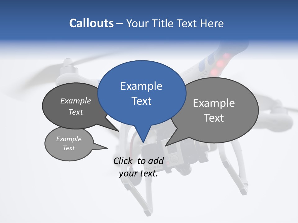 A White And Blue Remote Control Flying Through The Air PowerPoint Template