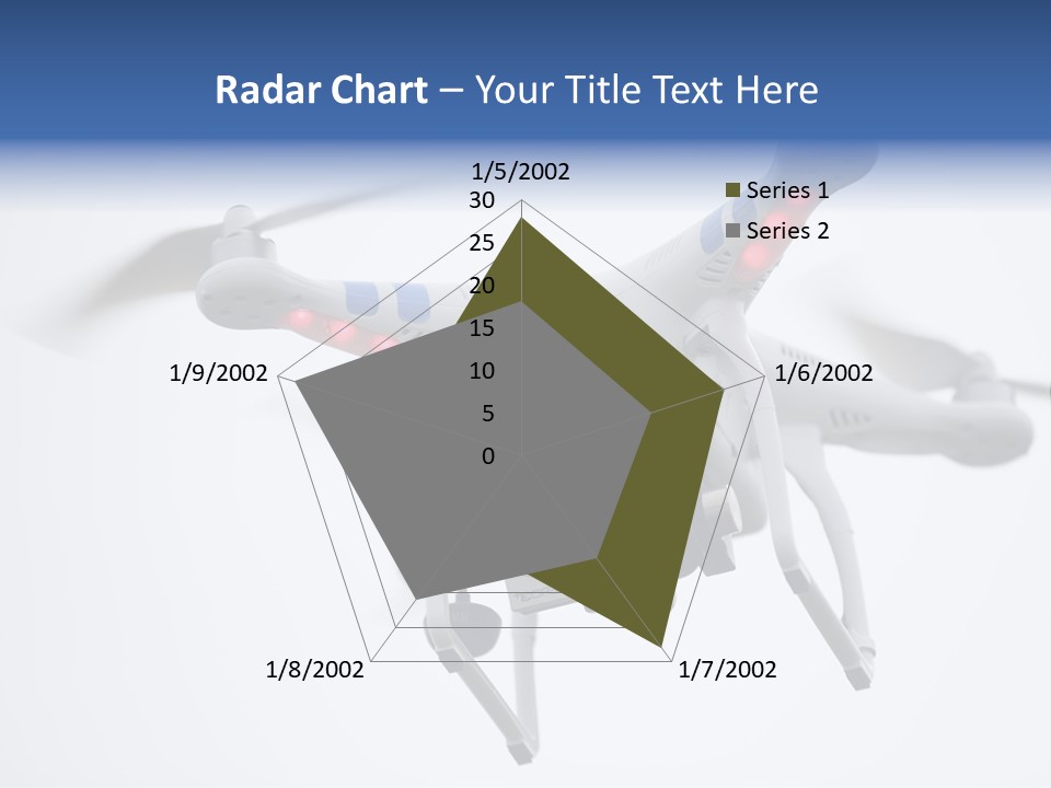 A White And Blue Remote Control Flying Through The Air PowerPoint Template