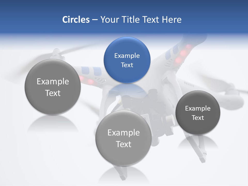 A White And Blue Remote Control Flying Through The Air PowerPoint Template