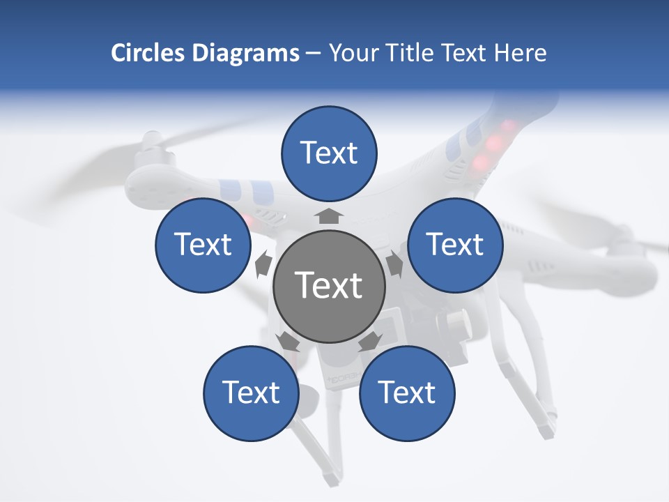 A White And Blue Remote Control Flying Through The Air PowerPoint Template