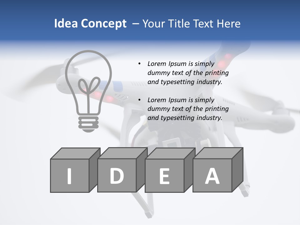 A White And Blue Remote Control Flying Through The Air PowerPoint Template
