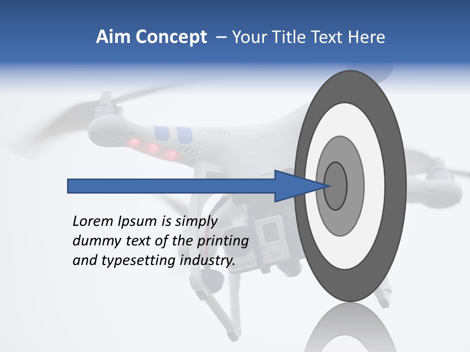 A White And Blue Remote Control Flying Through The Air PowerPoint Template
