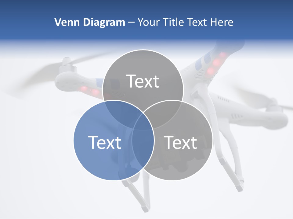 A White And Blue Remote Control Flying Through The Air PowerPoint Template