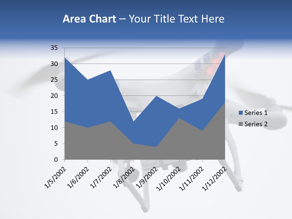 A White And Blue Remote Control Flying Through The Air PowerPoint Template