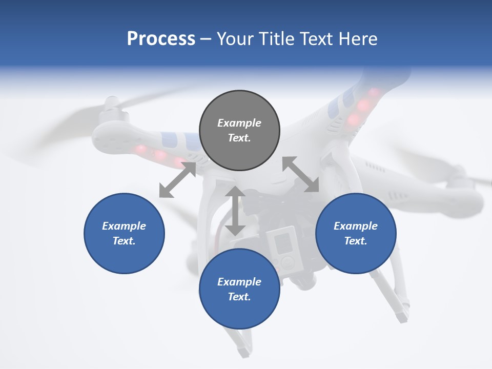 A White And Blue Remote Control Flying Through The Air PowerPoint Template