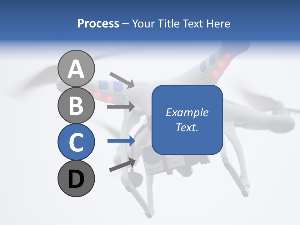 A White And Blue Remote Control Flying Through The Air PowerPoint Template
