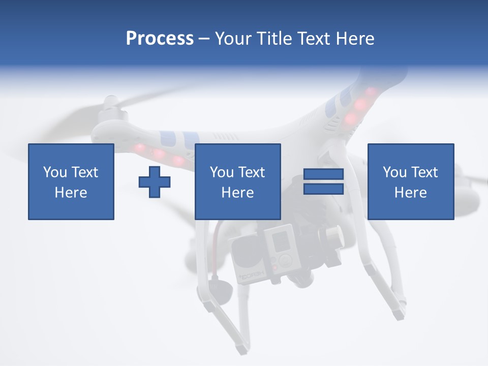 A White And Blue Remote Control Flying Through The Air PowerPoint Template