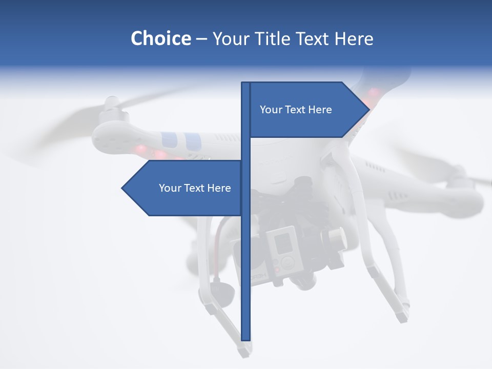A White And Blue Remote Control Flying Through The Air PowerPoint Template