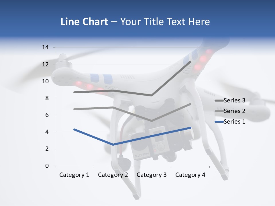 A White And Blue Remote Control Flying Through The Air PowerPoint Template
