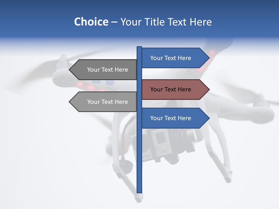 A White And Blue Remote Control Flying Through The Air PowerPoint Template