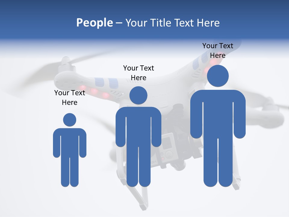 A White And Blue Remote Control Flying Through The Air PowerPoint Template