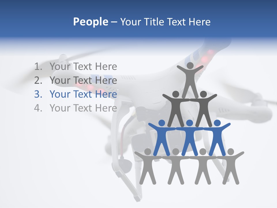 A White And Blue Remote Control Flying Through The Air PowerPoint Template