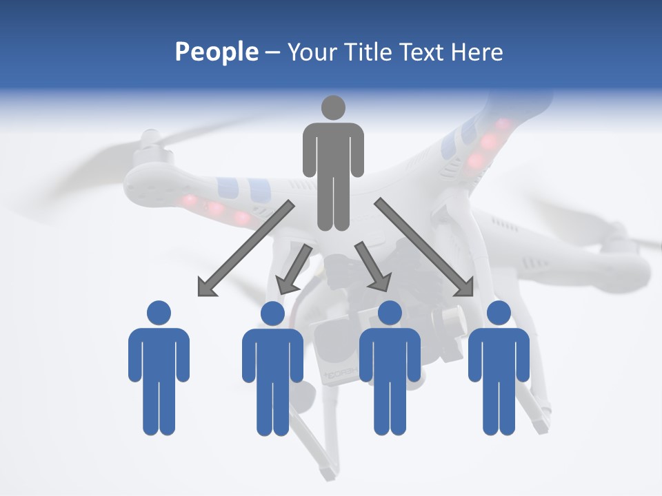A White And Blue Remote Control Flying Through The Air PowerPoint Template