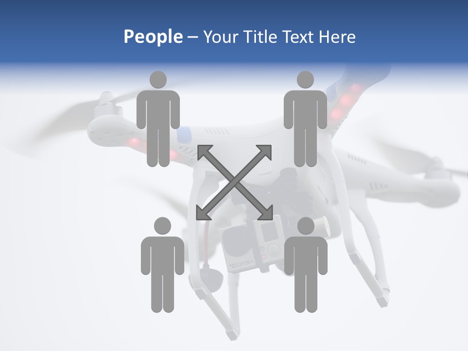 A White And Blue Remote Control Flying Through The Air PowerPoint Template