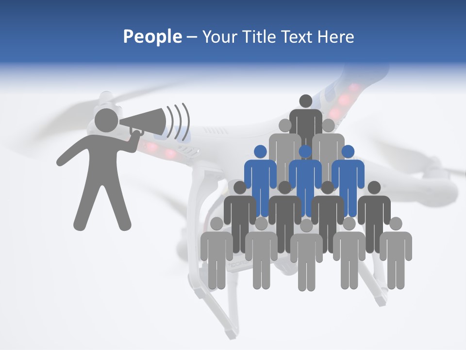 A White And Blue Remote Control Flying Through The Air PowerPoint Template