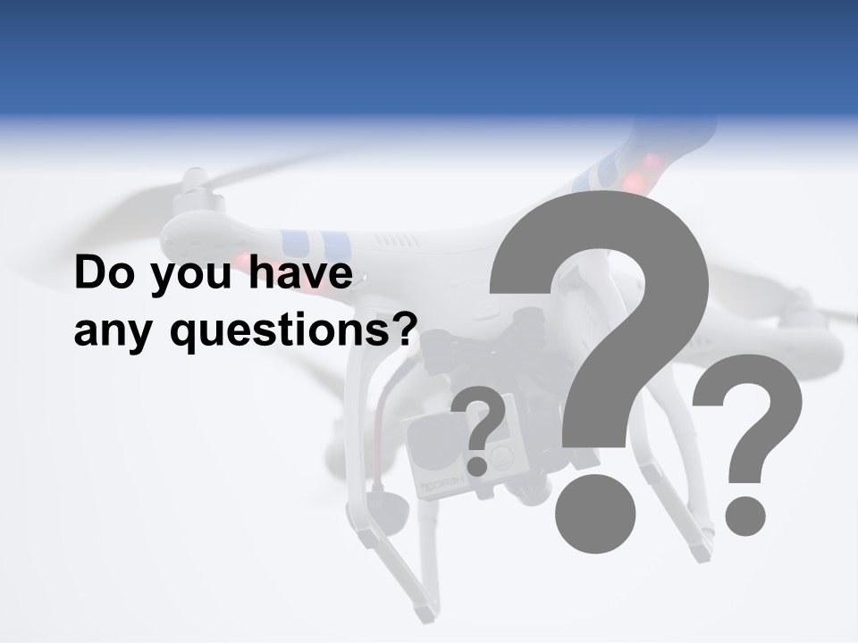 A White And Blue Remote Control Flying Through The Air PowerPoint Template