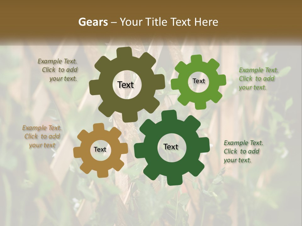 A Wooden Fence With Green Plants Growing On It PowerPoint Template