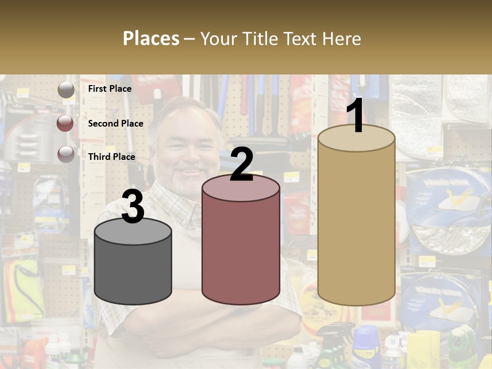 A Man Standing In Front Of A Store Display PowerPoint Template