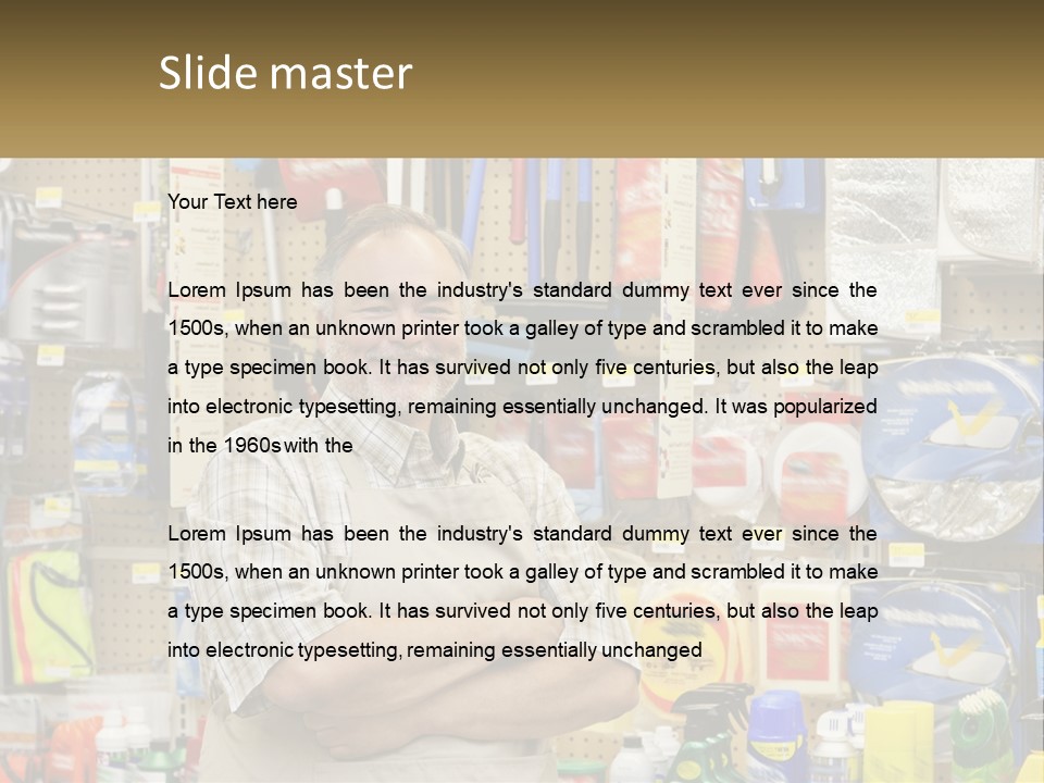 A Man Standing In Front Of A Store Display PowerPoint Template