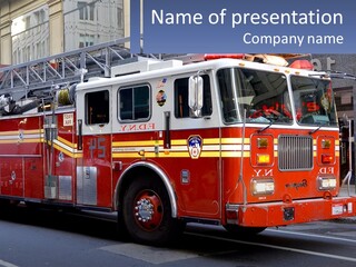 A Fire Truck Is Parked On The Side Of The Road PowerPoint Template
