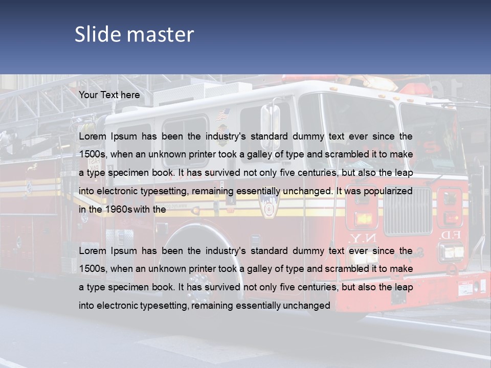 A Fire Truck Is Parked On The Side Of The Road PowerPoint Template