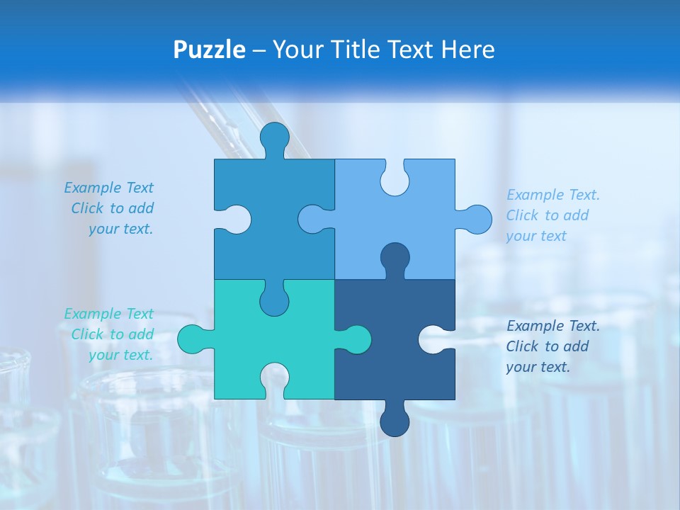 A Lab Filled With Test Tubes Filled With Blue Liquid PowerPoint Template