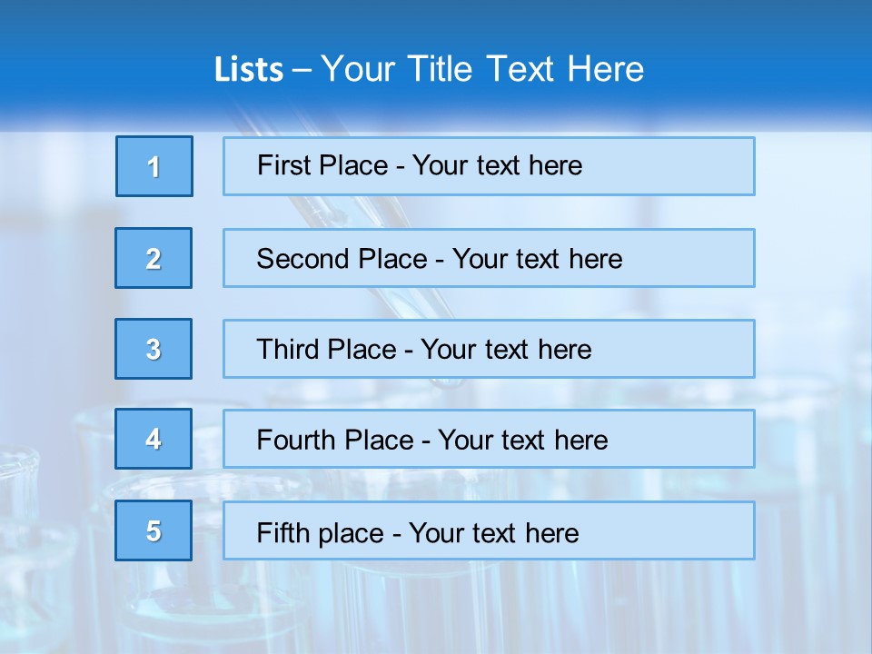 A Lab Filled With Test Tubes Filled With Blue Liquid PowerPoint Template