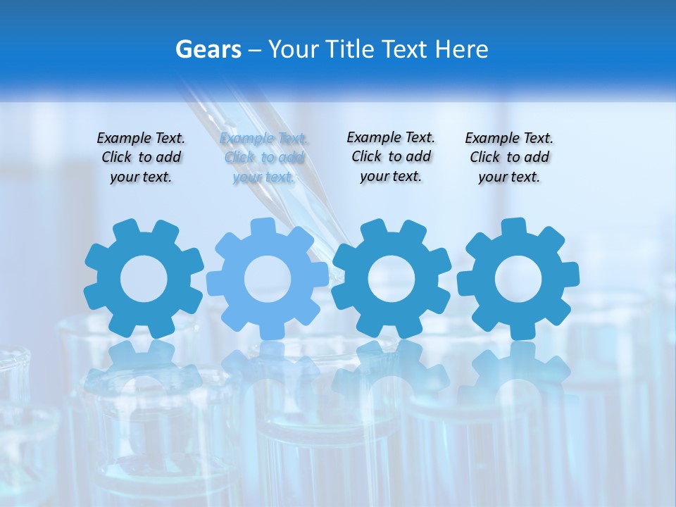 A Lab Filled With Test Tubes Filled With Blue Liquid PowerPoint Template