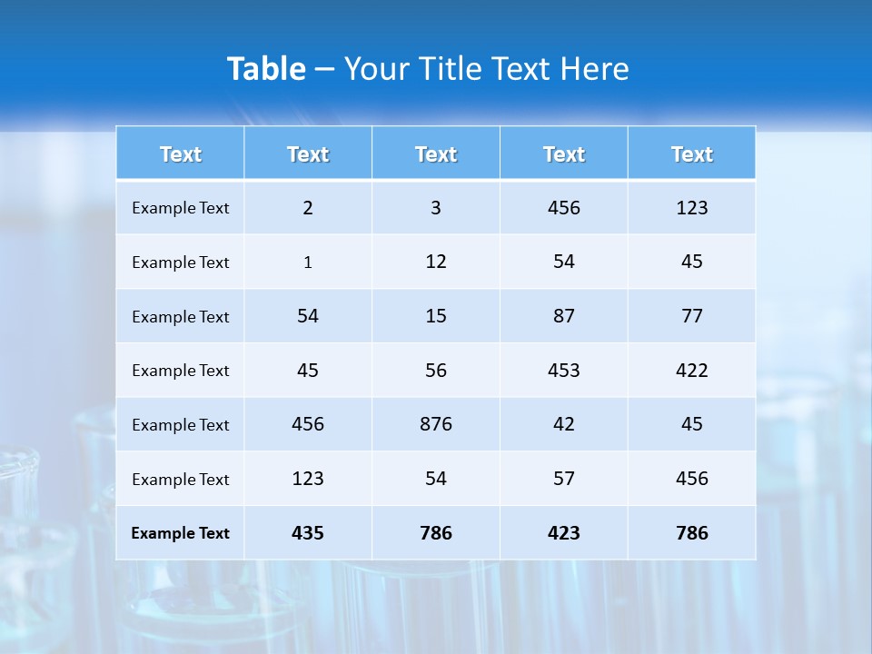 A Lab Filled With Test Tubes Filled With Blue Liquid PowerPoint Template
